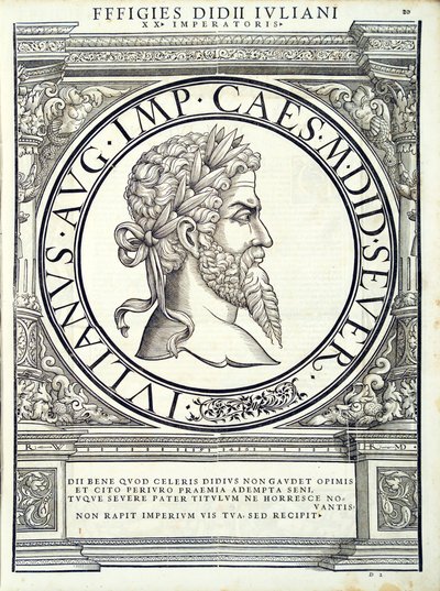 Didius Julianus, Illustration aus Imperatorum romanorum omnium orientalium et occidentalium verissimae imagines ex antiquis numismatis von Hans Rudolf Manuel Deutsch